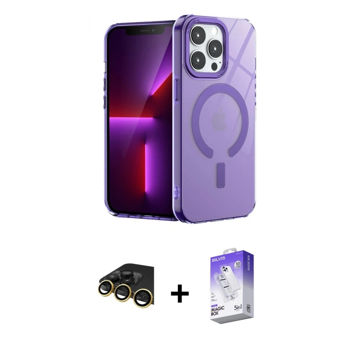 MARSİLYAN™- iPhone 14 Pro Max Kılıf Yankı Çizgi - Siyah Bilvis 5in1 3D Magic Cam Ekran Koruyucu + Raze Metal Kamera Lens - GD