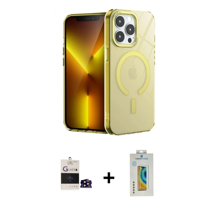 MARSİLYAN™- iPhone 14 Pro Max Kılıf Yankı Çizgi - Siyah Polymer Nano Ekran Koruyucu + Bilvis Titan Kamera Lens - SH