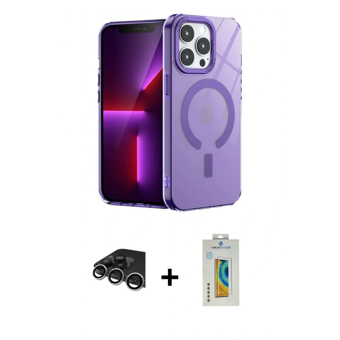 MARSİLYAN™- iPhone 14 Pro Max Kılıf Yankı Çizgi - Siyah Polymer Nano Ekran Koruyucu + Raze Metal Kamera Lens - GS