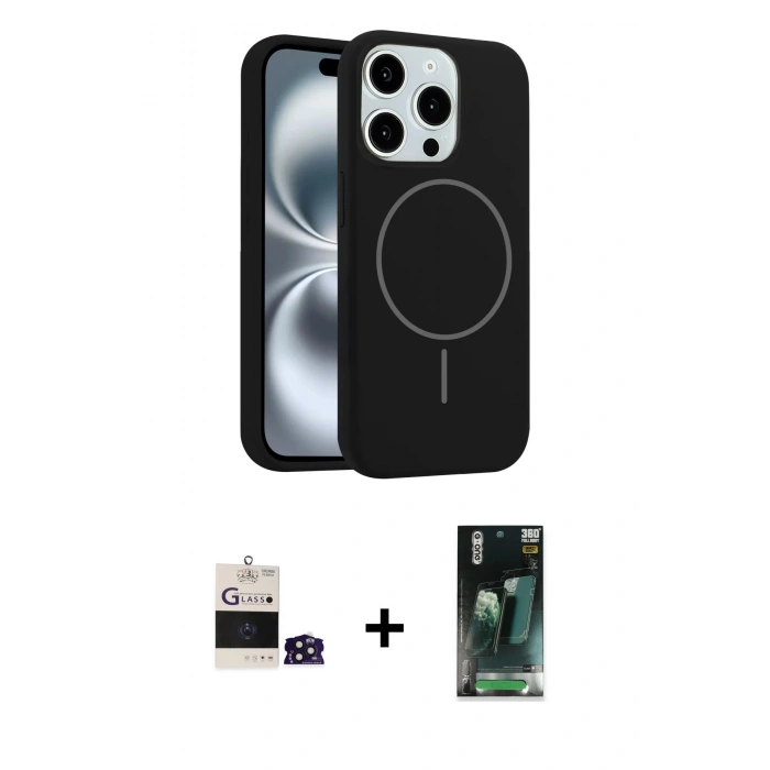 MARSİLYAN™- iPhone 14 Pro Max Kılıf Yankı Form Serisi - Şeffaf 360 Full Body Arka Koruyucu + Bilvis Titan Kamera Lens - DNMR