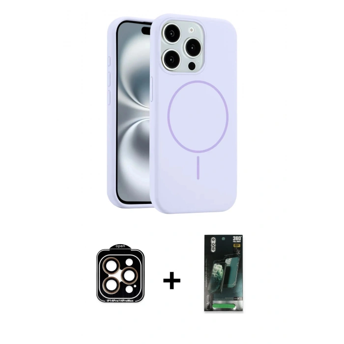 MARSİLYAN™- iPhone 14 Pro Max Kılıf Yankı Form Serisi - Şeffaf 360 Full Body Arka Koruyucu + Turuncu PVD Metal Kamera Lens