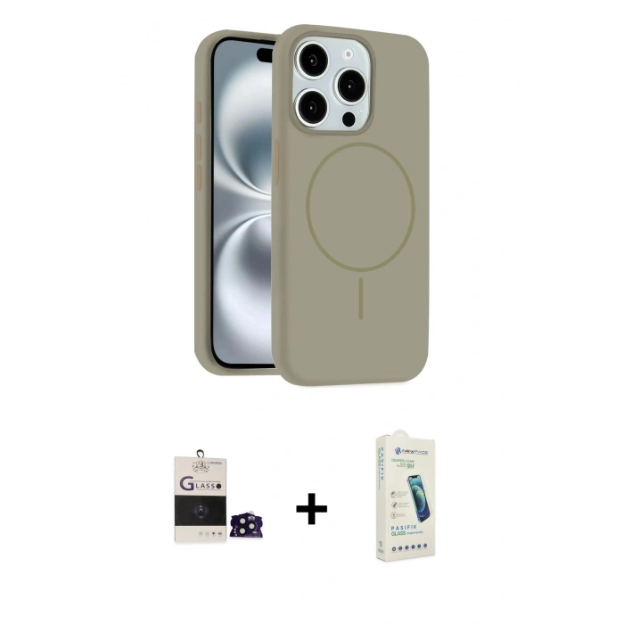 MARSİLYAN™- iPhone 14 Pro Max Kılıf Yankı Form Serisi - Şeffaf Pasifik Cam Ekran Koruyucu + Bilvis Titan Kamera Lens - SH
