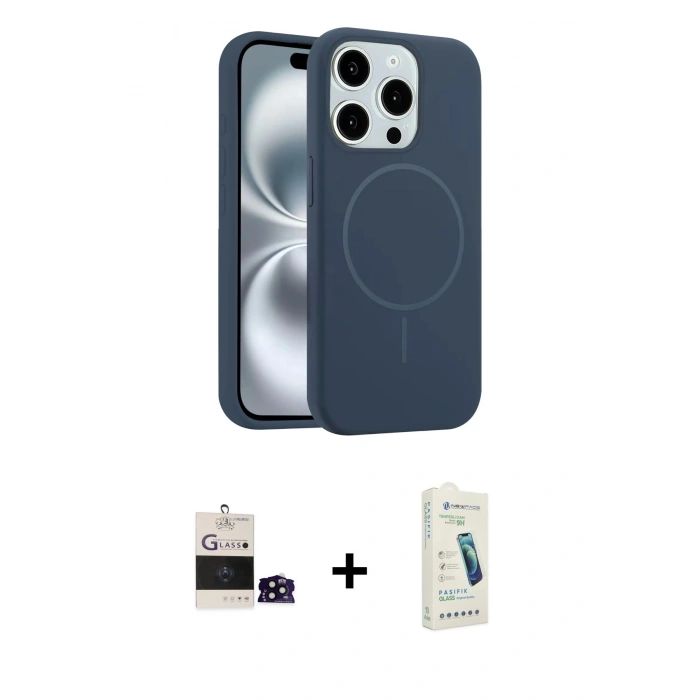 MARSİLYAN™- iPhone 14 Pro Max Kılıf Yankı Form Serisi - Şeffaf Pasifik Cam Ekran Koruyucu + Bilvis Titan Kamera Lens - SH