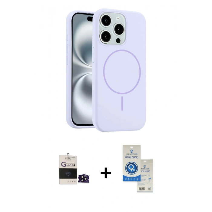MARSİLYAN™- iPhone 14 Pro Max Kılıf Yankı Form Serisi - Şeffaf Royal Nano Ekran Koruyucu + Bilvis Titan Kamera Lens - SH