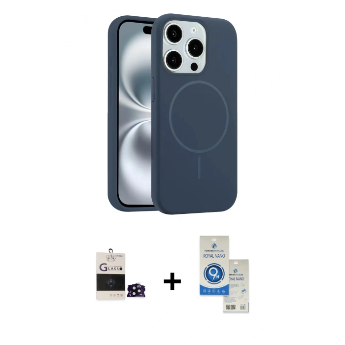 MARSİLYAN™- iPhone 14 Pro Max Kılıf Yankı Form Serisi - Şeffaf Royal Nano Ekran Koruyucu + Bilvis Titan Kamera Lens - SH