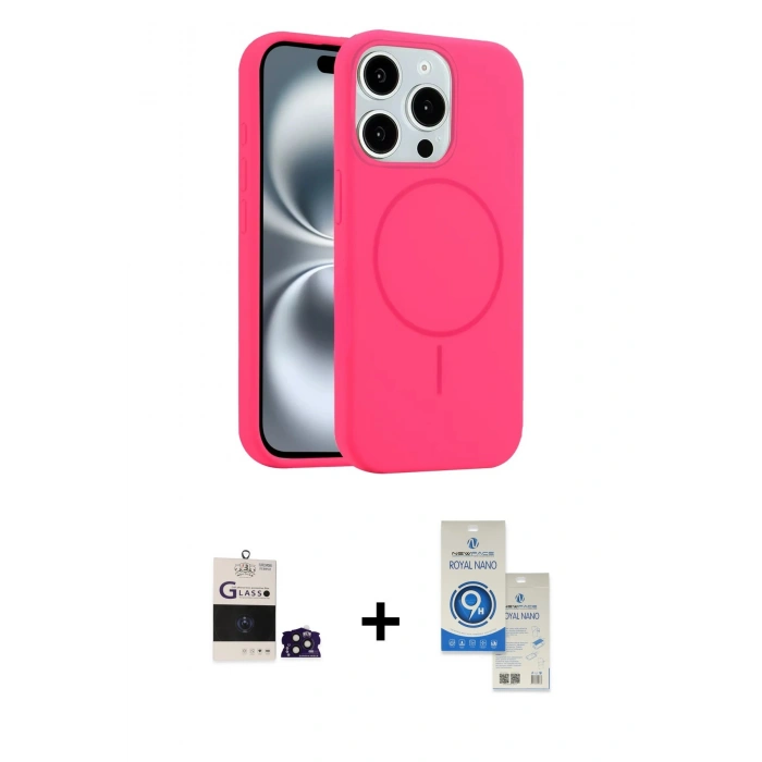 MARSİLYAN™- iPhone 14 Pro Max Kılıf Yankı Form Serisi - Şeffaf Royal Nano Ekran Koruyucu + Bilvis Titan Kamera Lens - DNMR