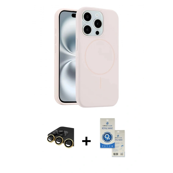 MARSİLYAN™- iPhone 14 Pro Max Kılıf Yankı Form Serisi - Şeffaf Royal Nano Ekran Koruyucu + Raze Metal Kamera Lens - GD