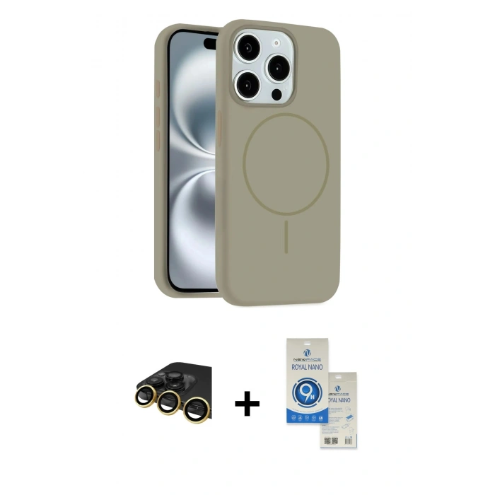 MARSİLYAN™- iPhone 14 Pro Max Kılıf Yankı Form Serisi - Şeffaf Royal Nano Ekran Koruyucu + Raze Metal Kamera Lens - GD