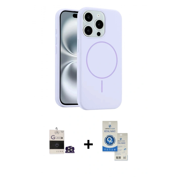 MARSİLYAN™- iPhone 14 Pro Max Kılıf Yankı Form Serisi - Şeffaf Royal Nano Ekran Koruyucu + Bilvis Titan Kamera Lens - GS