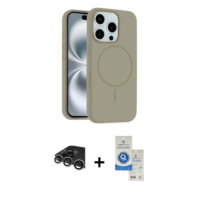 MARSİLYAN™- iPhone 14 Pro Max Kılıf Yankı Form Serisi - Şeffaf Royal Nano Ekran Koruyucu + Raze Metal Kamera Lens - GS