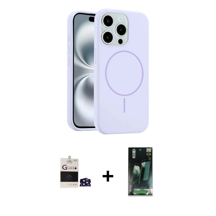 MARSİLYAN™- iPhone 14 Pro Max Kılıf Yankı Form Serisi - Siyah 360 Mat Full Body Arka Koruyucu + Bilvis Titan Kamera Lens - DNMR
