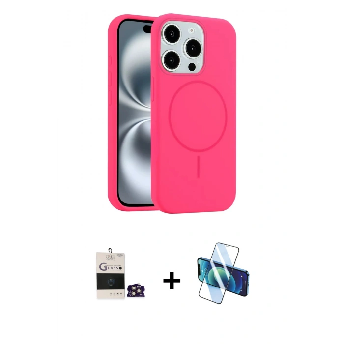 MARSİLYAN™- iPhone 14 Pro Max Kılıf Yankı Form Serisi - Siyah 3D Antistatik Cam Ekran Koruyucu + Bilvis Titan Kamera Lens - GD