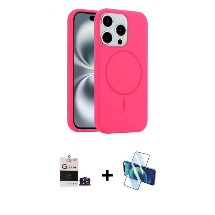 MARSİLYAN™- iPhone 14 Pro Max Kılıf Yankı Form Serisi - Siyah 3D Antistatik Cam Ekran Koruyucu + Derin Mor Bilvis Titan Kamera Lens