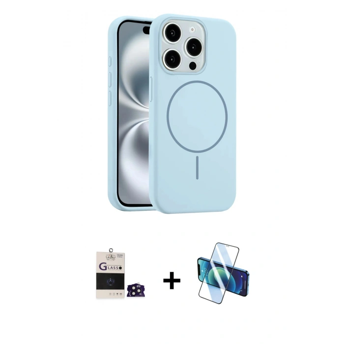 MARSİLYAN™- iPhone 14 Pro Max Kılıf Yankı Form Serisi - Siyah 3D Antistatik Cam Ekran Koruyucu + Derin Mor Bilvis Titan Kamera Lens