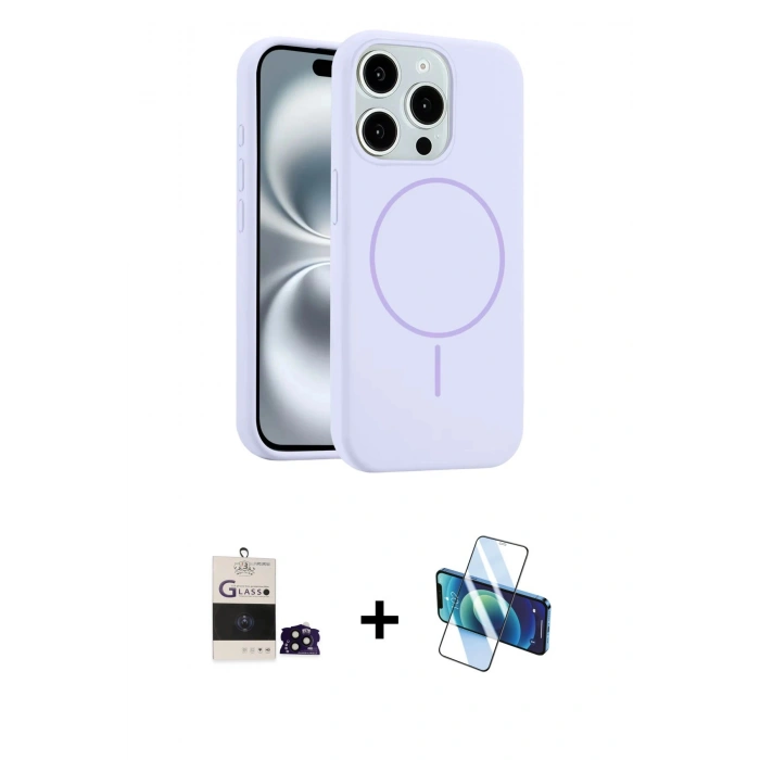 MARSİLYAN™- iPhone 14 Pro Max Kılıf Yankı Form Serisi - Siyah 3D Antistatik Cam Ekran Koruyucu + Bilvis Titan Kamera Lens - SH