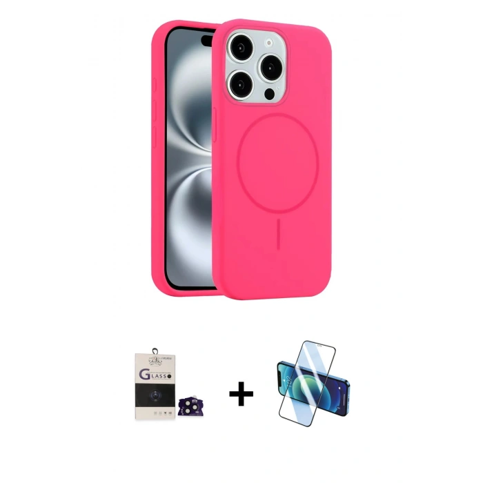 MARSİLYAN™- iPhone 14 Pro Max Kılıf Yankı Form Serisi - Siyah 3D Antistatik Cam Ekran Koruyucu + Bilvis Titan Kamera Lens - SH