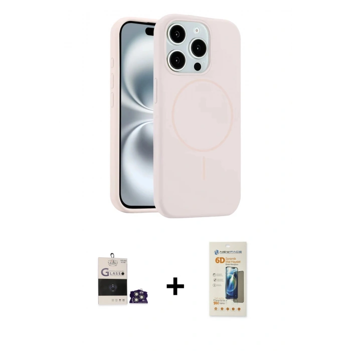 MARSİLYAN™- iPhone 14 Pro Max Kılıf Yankı Form Serisi - Siyah 6D Mat Seramik Hayalet Nano Ekran Koruyucu + Gümüş Bilvis Titan Kamera Lens