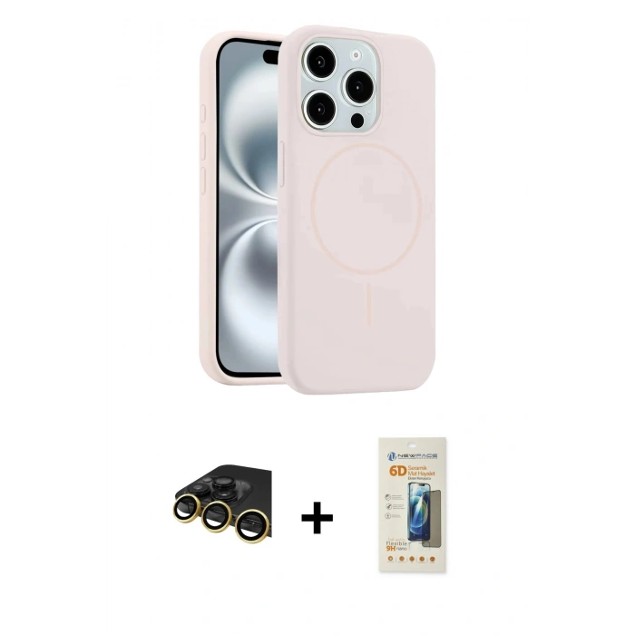 MARSİLYAN™- iPhone 14 Pro Max Kılıf Yankı Form Serisi - Siyah 6D Mat Seramik Hayalet Nano Ekran Koruyucu + Raze Metal Kamera Lens - GD