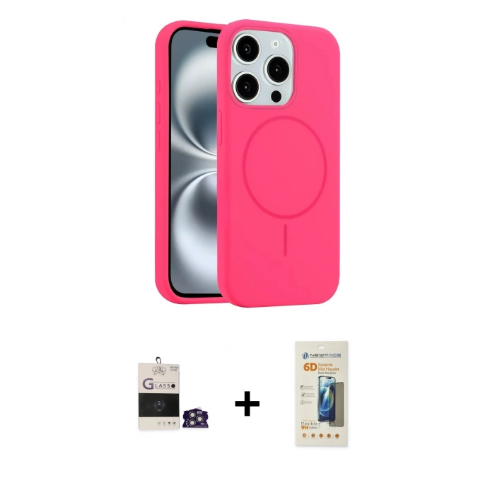MARSİLYAN™- iPhone 14 Pro Max Kılıf Yankı Form Serisi - Siyah 6D Mat Seramik Hayalet Nano Ekran Koruyucu + Gümüş Bilvis Titan Kamera Lens