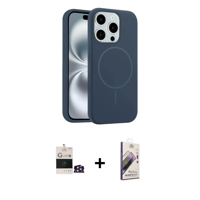 MARSİLYAN™- iPhone 14 Pro Max Kılıf Yankı Form Serisi - Siyah Bilvis 3D Mat Cam Ekran Koruyucu + Bilvis Titan Kamera Lens - GD