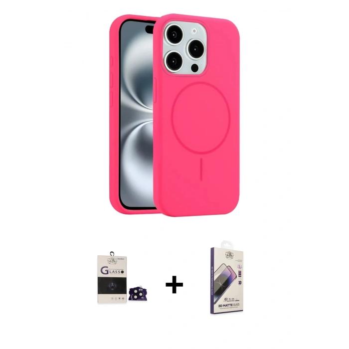MARSİLYAN™- iPhone 14 Pro Max Kılıf Yankı Form Serisi - Siyah Bilvis 3D Mat Cam Ekran Koruyucu + Bilvis Titan Kamera Lens - SH