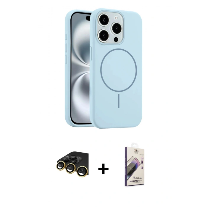MARSİLYAN™- iPhone 14 Pro Max Kılıf Yankı Form Serisi - Siyah Bilvis 3D Mat Cam Ekran Koruyucu + Raze Metal Kamera Lens - GD