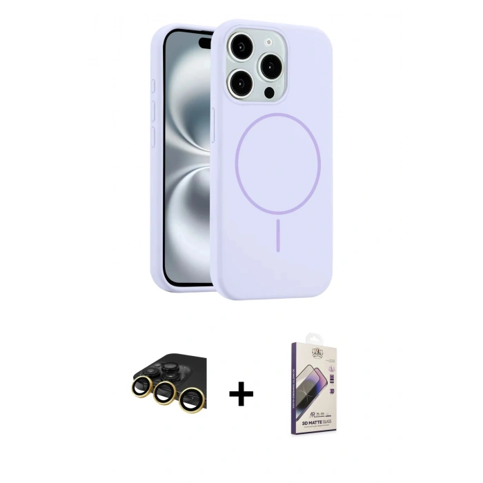 MARSİLYAN™- iPhone 14 Pro Max Kılıf Yankı Form Serisi - Siyah Bilvis 3D Mat Cam Ekran Koruyucu + Raze Metal Kamera Lens - GD