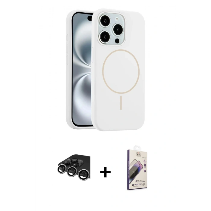 MARSİLYAN™- iPhone 14 Pro Max Kılıf Yankı Form Serisi - Siyah Bilvis 3D Mat Cam Ekran Koruyucu + Raze Metal Kamera Lens - GS