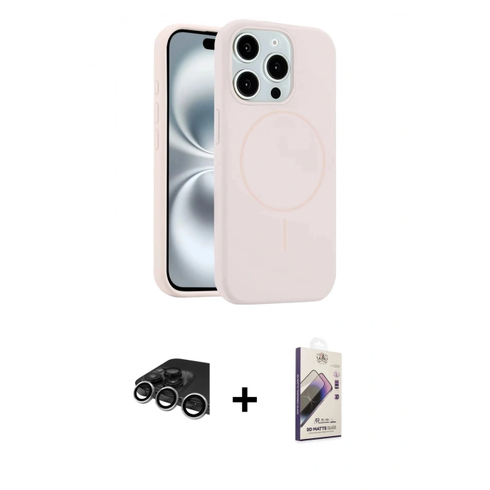 MARSİLYAN™- iPhone 14 Pro Max Kılıf Yankı Form Serisi - Siyah Bilvis 3D Mat Cam Ekran Koruyucu + Raze Metal Kamera Lens - GS