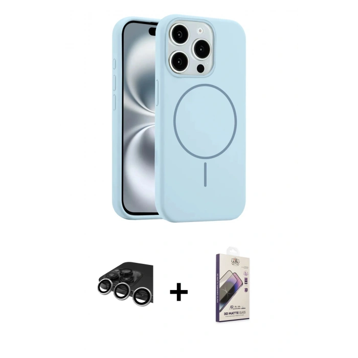 MARSİLYAN™- iPhone 14 Pro Max Kılıf Yankı Form Serisi - Siyah Bilvis 3D Mat Cam Ekran Koruyucu + Raze Metal Kamera Lens - GS