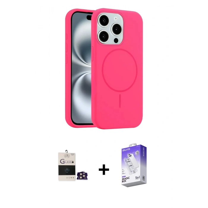 MARSİLYAN™- iPhone 14 Pro Max Kılıf Yankı Form Serisi - Siyah Bilvis 5in1 3D Magic Cam Ekran Koruyucu + Bilvis Titan Kamera Lens - GD
