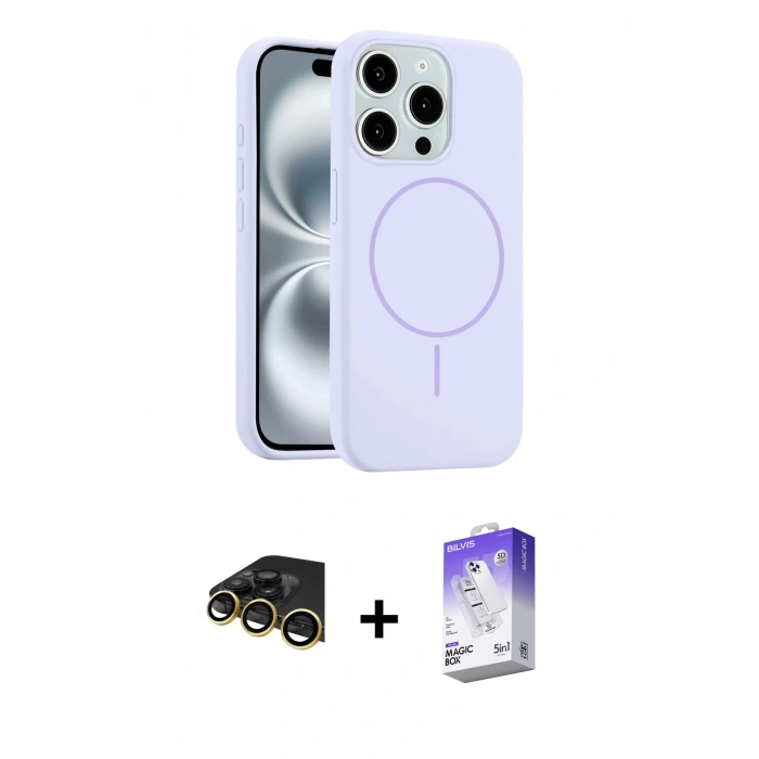 MARSİLYAN™- iPhone 14 Pro Max Kılıf Yankı Form Serisi - Siyah Bilvis 5in1 3D Magic Cam Ekran Koruyucu + Raze Metal Kamera Lens - GD