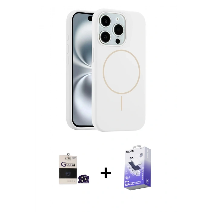 MARSİLYAN™- iPhone 14 Pro Max Kılıf Yankı Form Serisi - Siyah Bilvis 5in1 5D Magic Hayalet Cam Ekran Koruyucu + Bilvis Titan Kamera Lens - DNMR