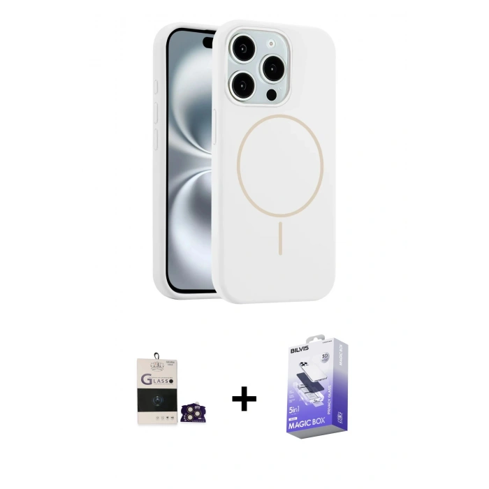 MARSİLYAN™- iPhone 14 Pro Max Kılıf Yankı Form Serisi - Siyah Bilvis 5in1 5D Magic Hayalet Cam Ekran Koruyucu + Bilvis Titan Kamera Lens - GD