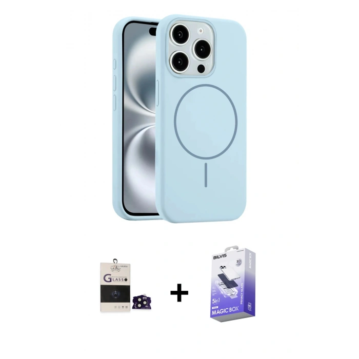 MARSİLYAN™- iPhone 14 Pro Max Kılıf Yankı Form Serisi - Siyah Bilvis 5in1 5D Magic Hayalet Cam Ekran Koruyucu + Bilvis Titan Kamera Lens - SH