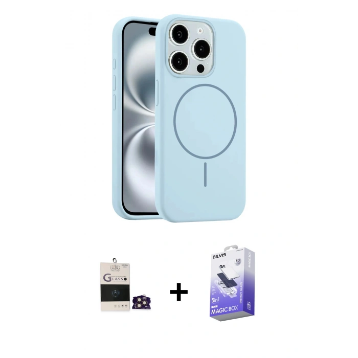 MARSİLYAN™- iPhone 14 Pro Max Kılıf Yankı Form Serisi - Siyah Bilvis 5in1 5D Magic Hayalet Cam Ekran Koruyucu + Bilvis Titan Kamera Lens - GD