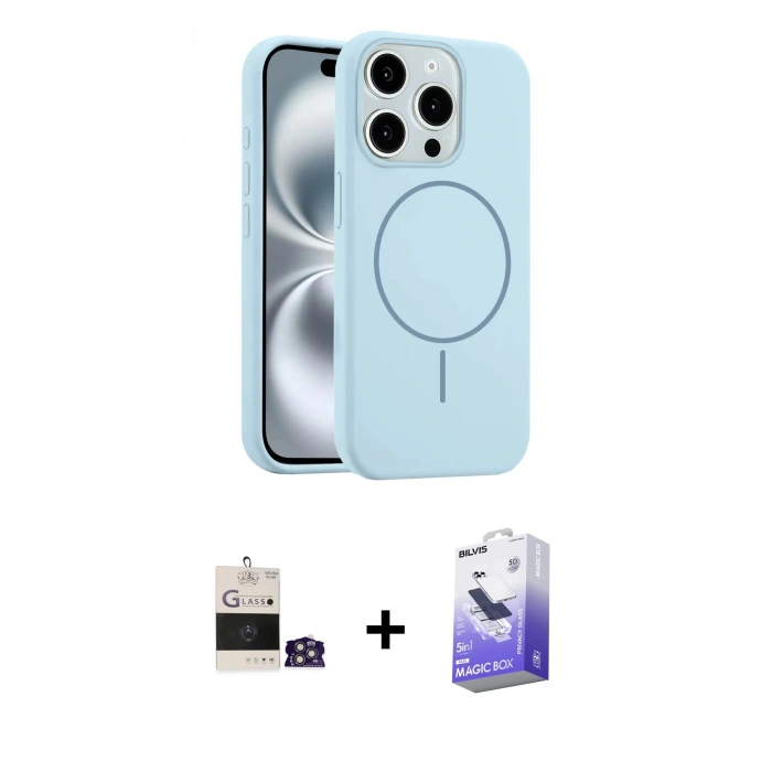 MARSİLYAN™- iPhone 14 Pro Max Kılıf Yankı Form Serisi - Siyah Bilvis 5in1 5D Magic Hayalet Cam Ekran Koruyucu + Bilvis Titan Kamera Lens - GS