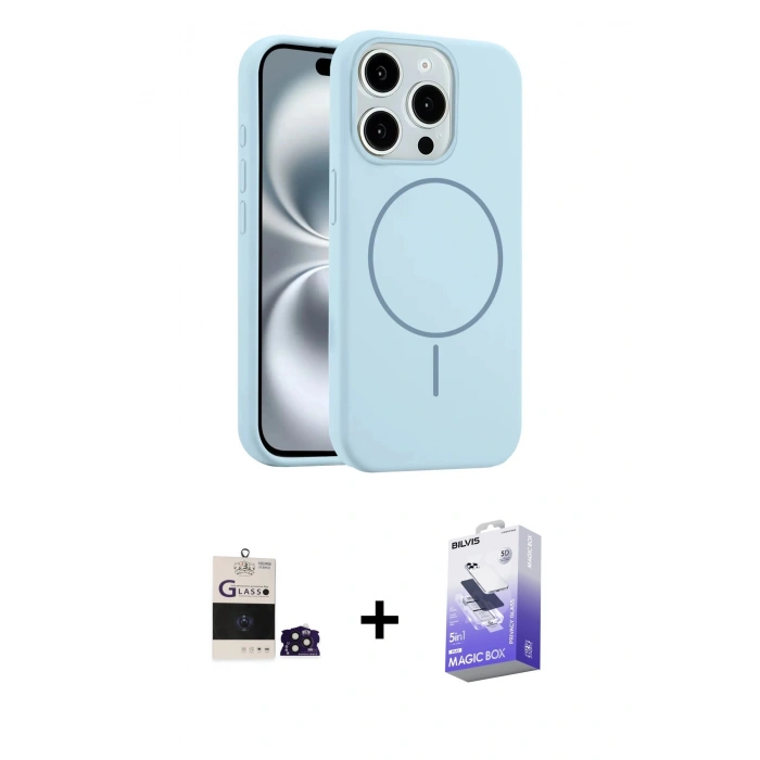 MARSİLYAN™- iPhone 14 Pro Max Kılıf Yankı Form Serisi - Siyah Bilvis 5in1 5D Magic Hayalet Cam Ekran Koruyucu + Bilvis Titan Kamera Lens - DNMR