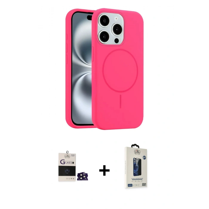 MARSİLYAN™- iPhone 14 Pro Max Kılıf Yankı Form Serisi - Siyah Bilvis Hayalet Cam Ekran Koruyucu + Bilvis Titan Kamera Lens - DNMR