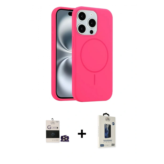 MARSİLYAN™- iPhone 14 Pro Max Kılıf Yankı Form Serisi - Siyah Bilvis Hayalet Cam Ekran Koruyucu + Bilvis Titan Kamera Lens - GD