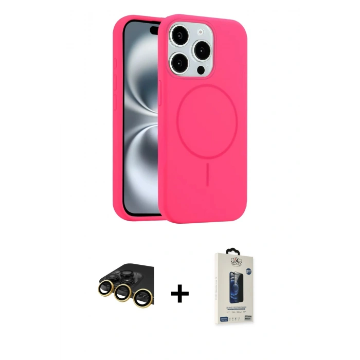 MARSİLYAN™- iPhone 14 Pro Max Kılıf Yankı Form Serisi - Siyah Bilvis Hayalet Cam Ekran Koruyucu + Raze Metal Kamera Lens - GD