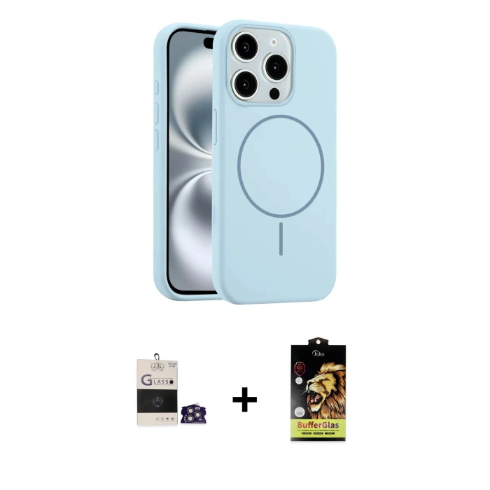 MARSİLYAN™- iPhone 14 Pro Max Kılıf Yankı Form Serisi - Siyah Buffer Cam Ekran Koruyucu + Gümüş Bilvis Titan Kamera Lens