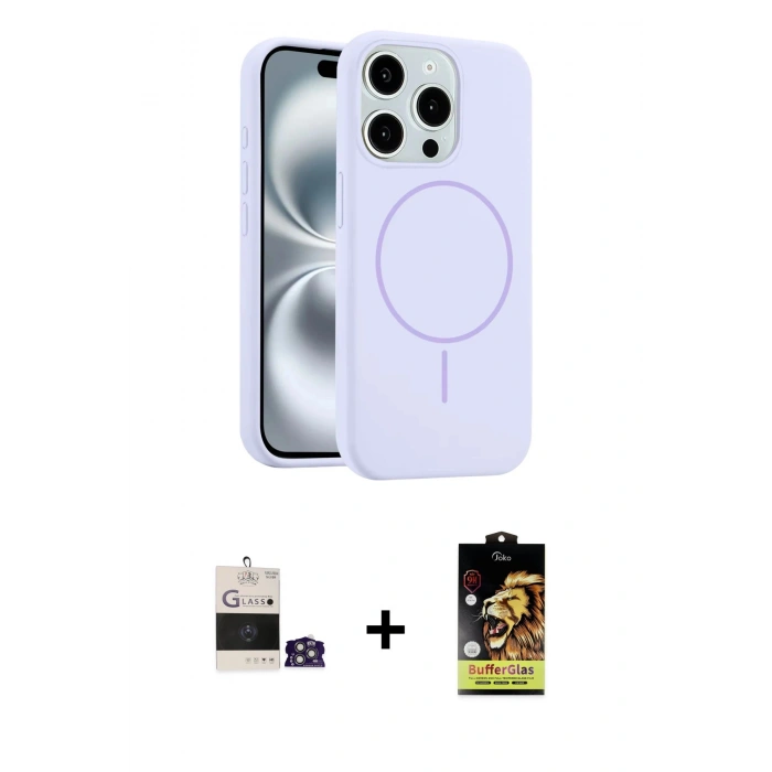 MARSİLYAN™- iPhone 14 Pro Max Kılıf Yankı Form Serisi - Siyah Buffer Cam Ekran Koruyucu + Gümüş Bilvis Titan Kamera Lens