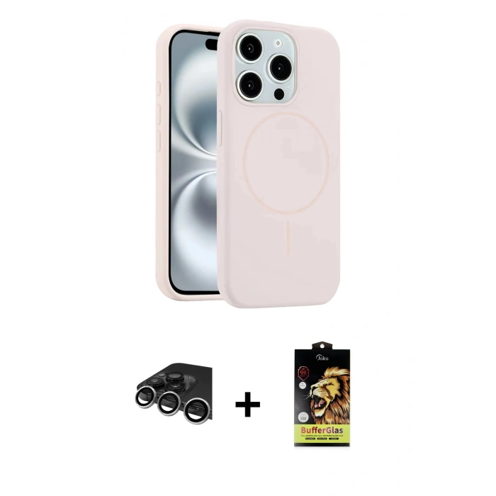 MARSİLYAN™- iPhone 14 Pro Max Kılıf Yankı Form Serisi - Siyah Buffer Cam Ekran Koruyucu + Raze Metal Kamera Lens - GS