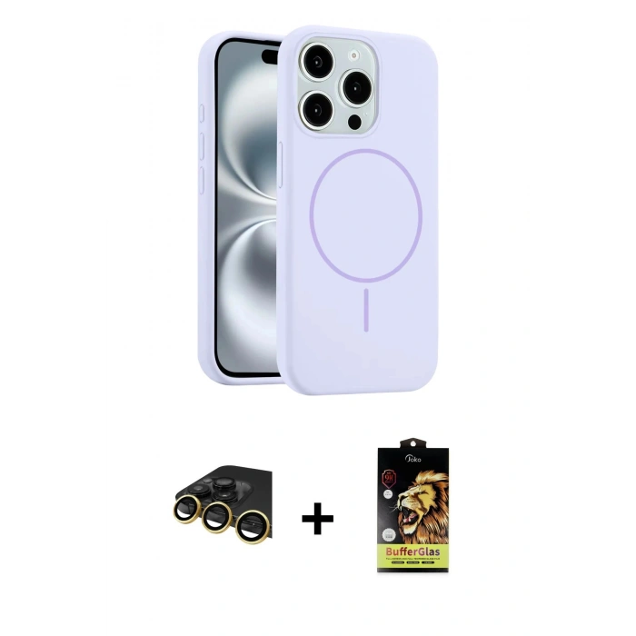 MARSİLYAN™- iPhone 14 Pro Max Kılıf Yankı Form Serisi - Siyah Buffer Cam Ekran Koruyucu + Raze Metal Kamera Lens - GD