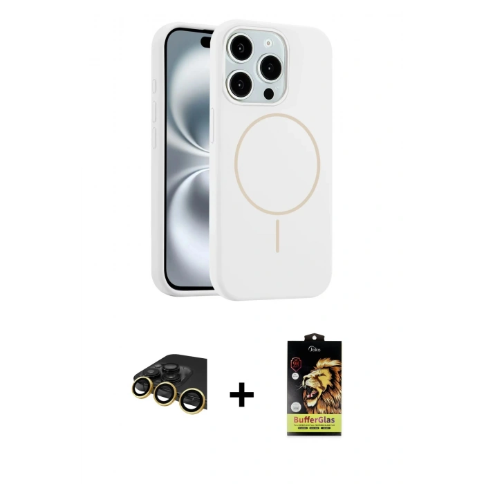 MARSİLYAN™- iPhone 14 Pro Max Kılıf Yankı Form Serisi - Siyah Buffer Cam Ekran Koruyucu + Raze Metal Kamera Lens - GD