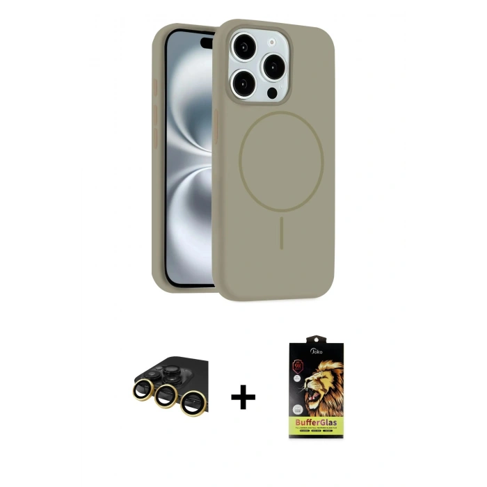 MARSİLYAN™- iPhone 14 Pro Max Kılıf Yankı Form Serisi - Siyah Buffer Cam Ekran Koruyucu + Raze Metal Kamera Lens - GD