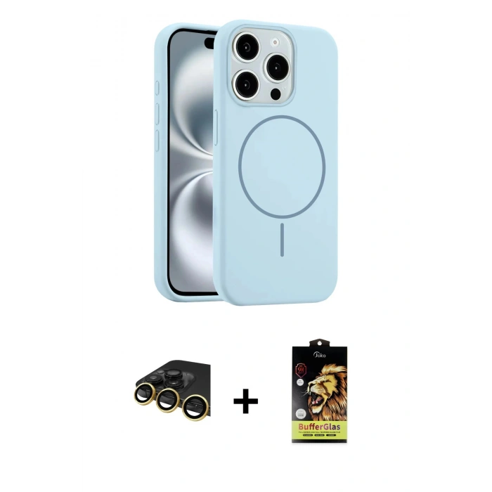 MARSİLYAN™- iPhone 14 Pro Max Kılıf Yankı Form Serisi - Siyah Buffer Cam Ekran Koruyucu + Raze Metal Kamera Lens - GD