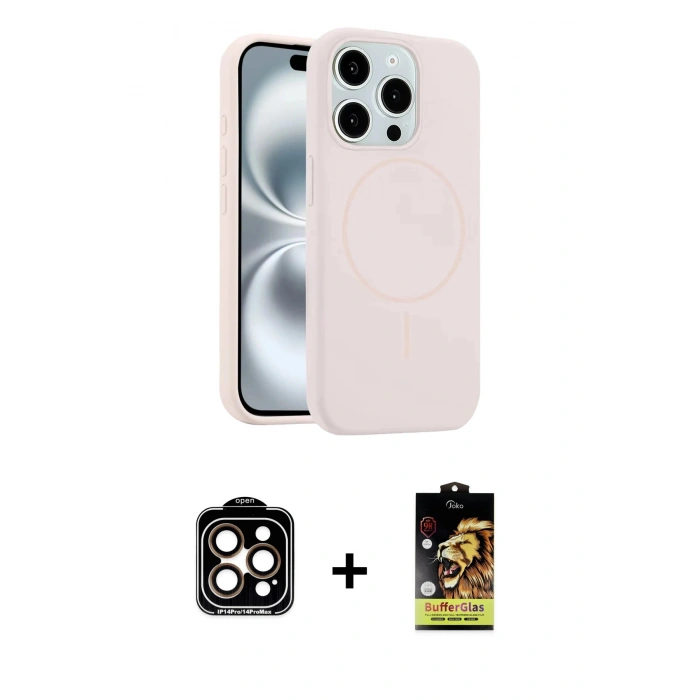 MARSİLYAN™- iPhone 14 Pro Max Kılıf Yankı Form Serisi - Siyah Buffer Cam Ekran Koruyucu + Turuncu PVD Metal Kamera Lens