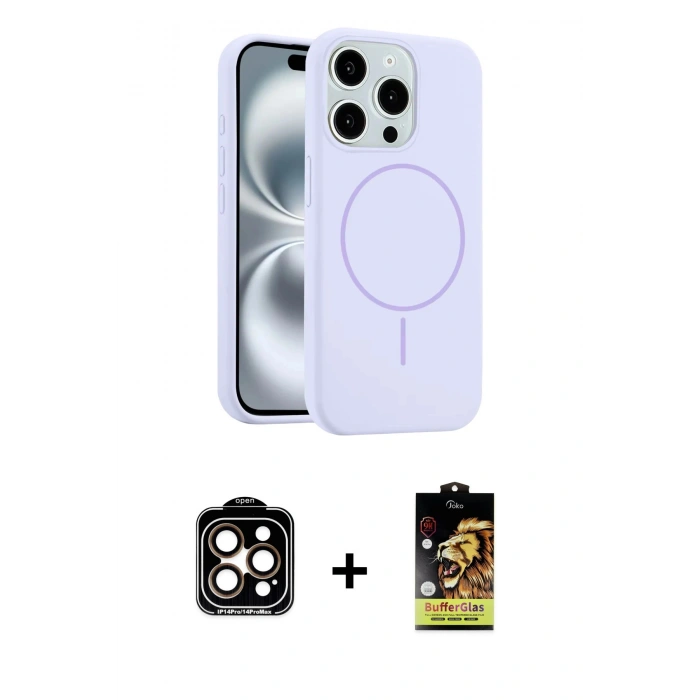 MARSİLYAN™- iPhone 14 Pro Max Kılıf Yankı Form Serisi - Siyah Buffer Cam Ekran Koruyucu + Turuncu PVD Metal Kamera Lens